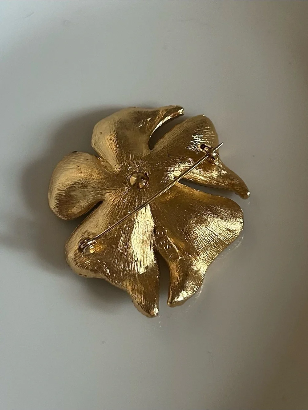 Vintage BSK Gold Floral Petal Brooch